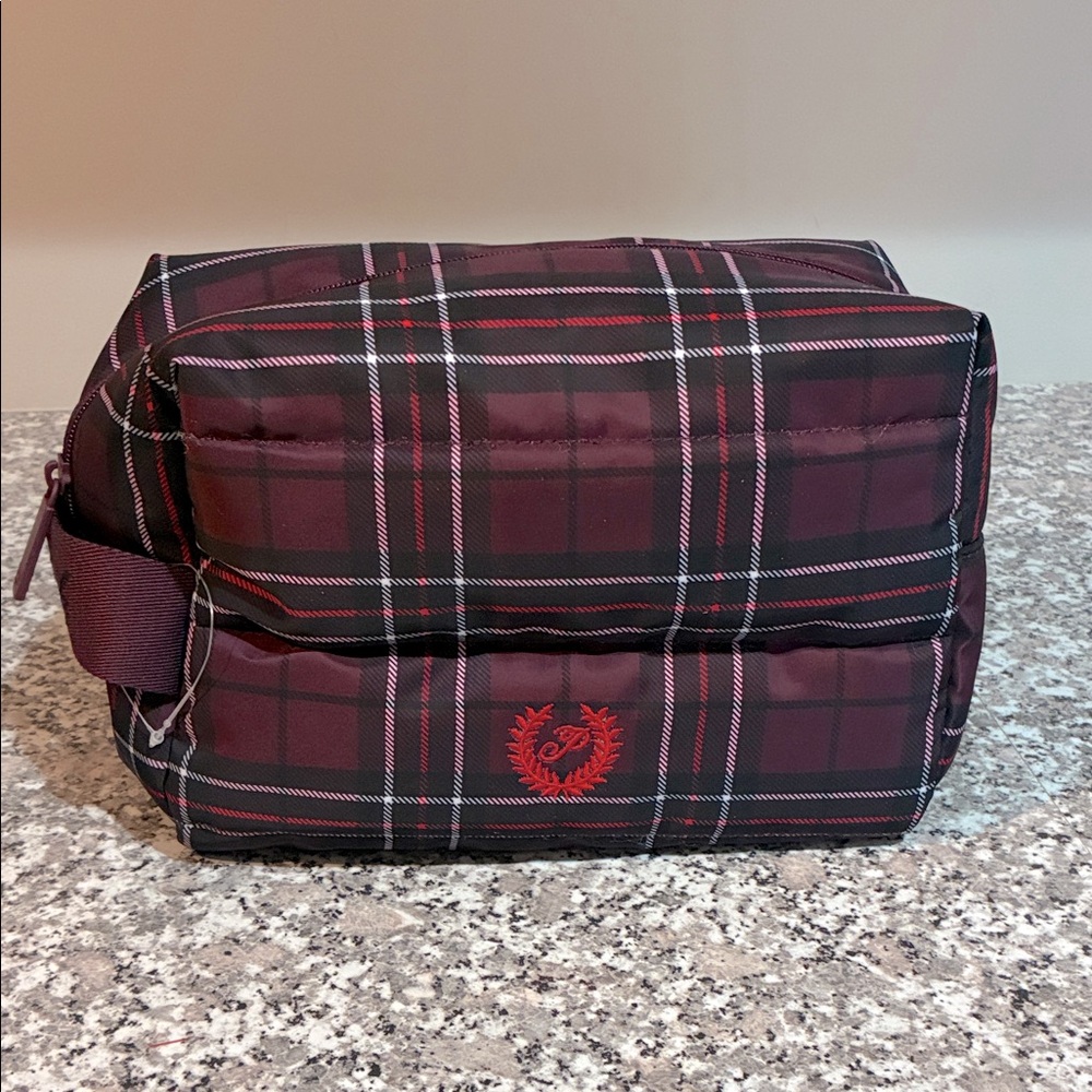 Victoria Secret Plaid Burgundy Makeup Bag